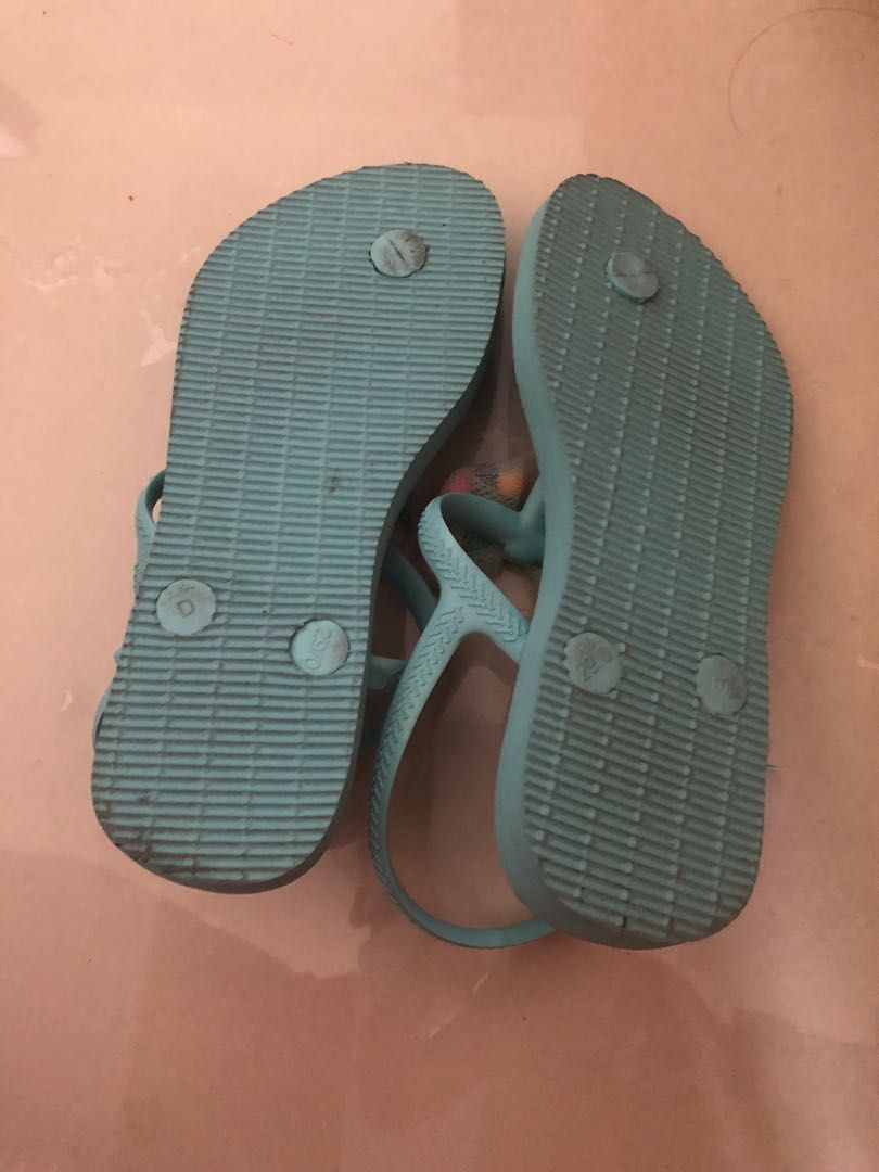 Havaianas slippers flip flop blue girls size 29 30 approx 4 6
