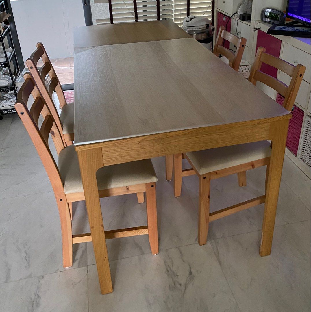 IKEA extendable Dining Table & 4 Dining Chairs, Furniture & Home Living