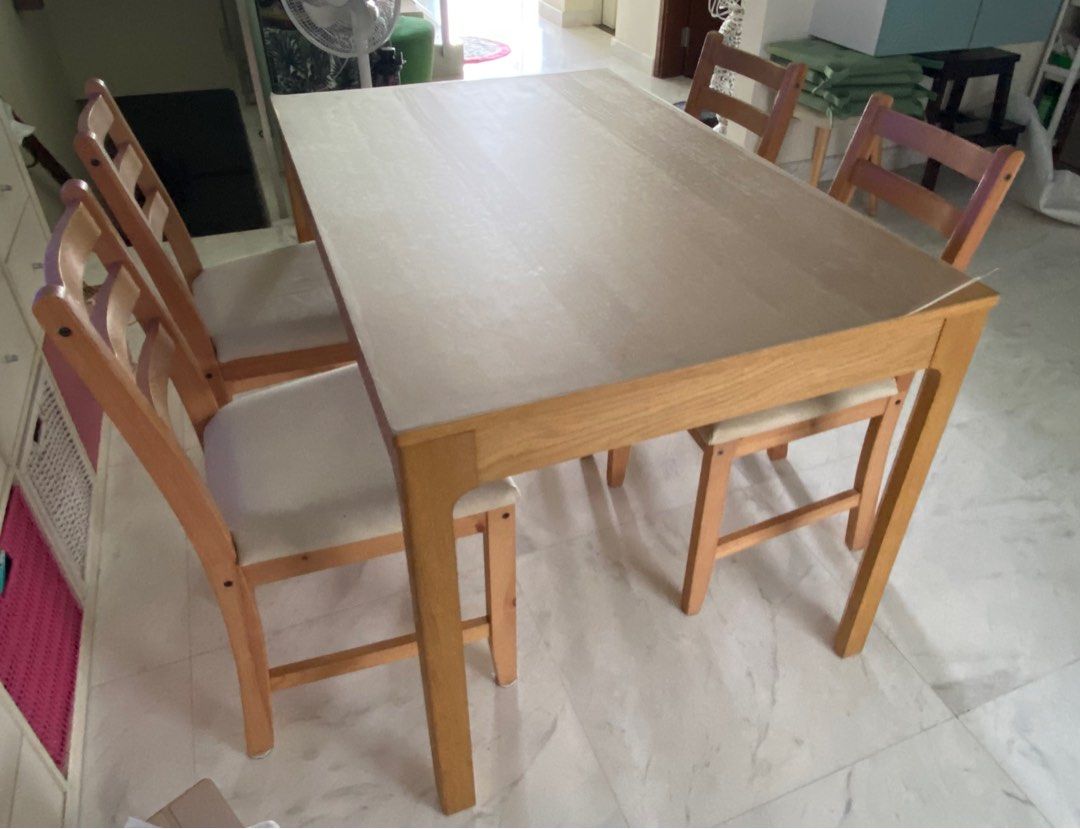 IKEA extendable Dining Table & 4 Dining Chairs, Furniture & Home Living