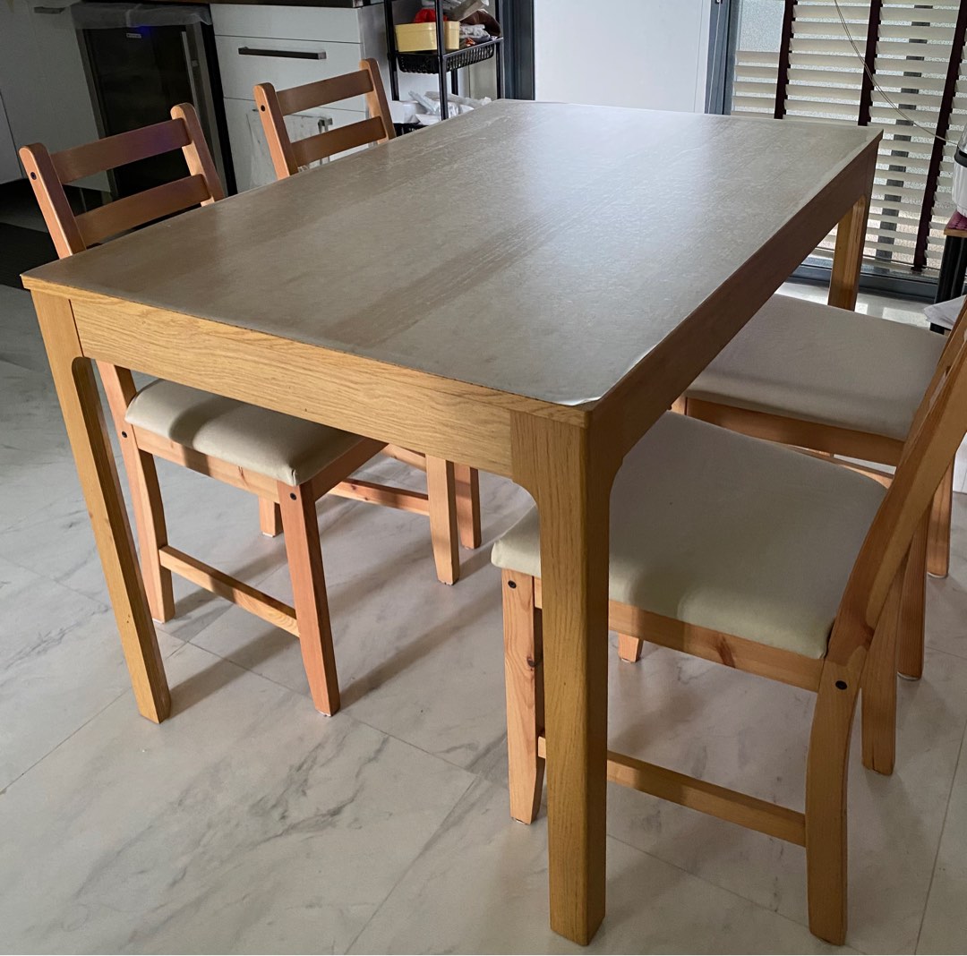 IKEA extendable Dining Table & 4 Dining Chairs, Furniture & Home Living