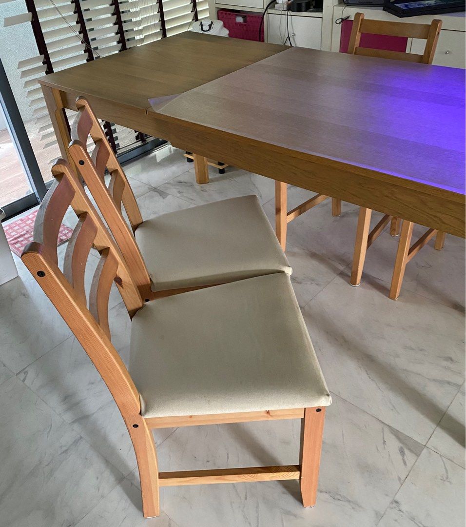 IKEA extendable Dining Table & 4 Dining Chairs, Furniture & Home Living
