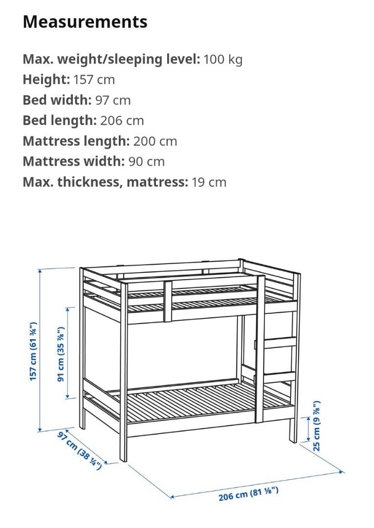 Ikea Mydal bunk bed, Furniture & Home Living, Furniture, Bed Frames
