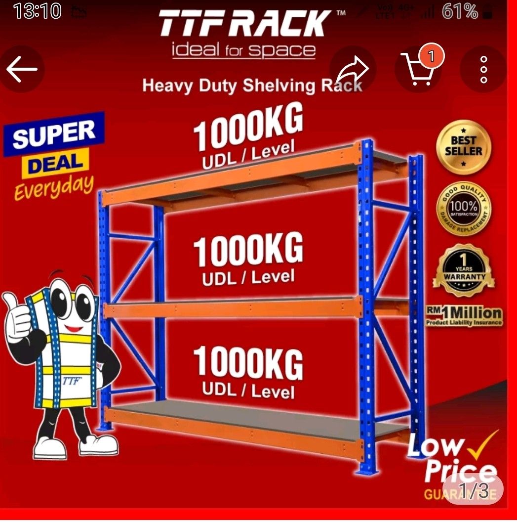 Industrial heavy duty shelving rack, Furniture & Home Living, Furniture