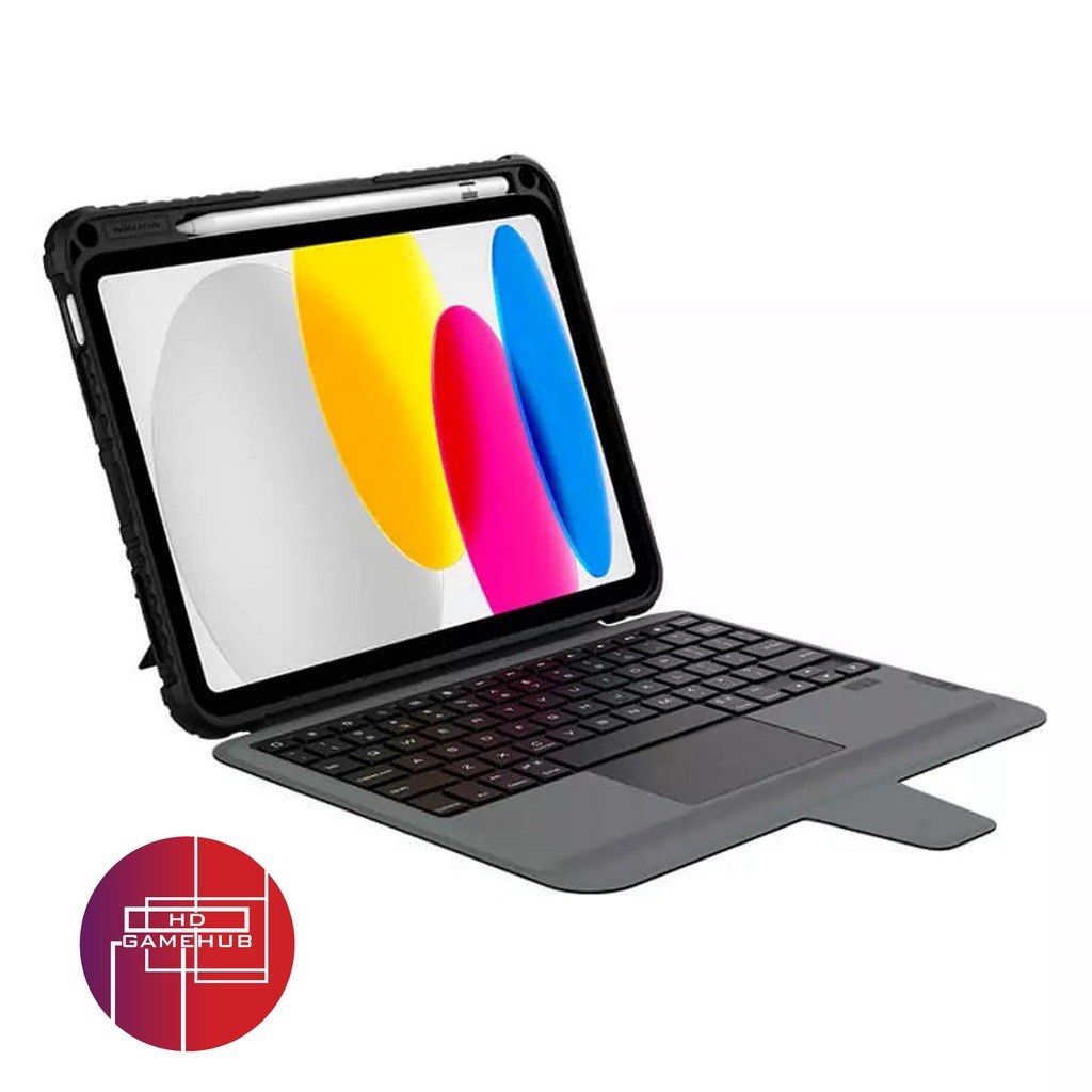iPad 10th Gen. Nillkin Smart Case with Keyboard Trackpad (Category: Cases & Sleeves) located in Quezon City. Submitted by playamerica (Listing ID 1217662205, Image 1). Description: NILLKIN Bumper Smart Case with Bluetooth Keyboard, Trackpad for iPad 10th Gen. 2022 - With Camera Slide Protection - Trackpad for scrolling - Bluetooth (3.0) keyboard - Charging time: 1.5 hours - Can charge Apple pencil with built in pen holder slot - Made from TPU, PC