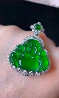 明治中期 天然本翡翠(Jadeite) 透彫『蝶々花文』銀簪 かんざし 装飾品-