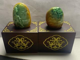 Jade,玉，黄加绿，小摆件，手把件，grade A