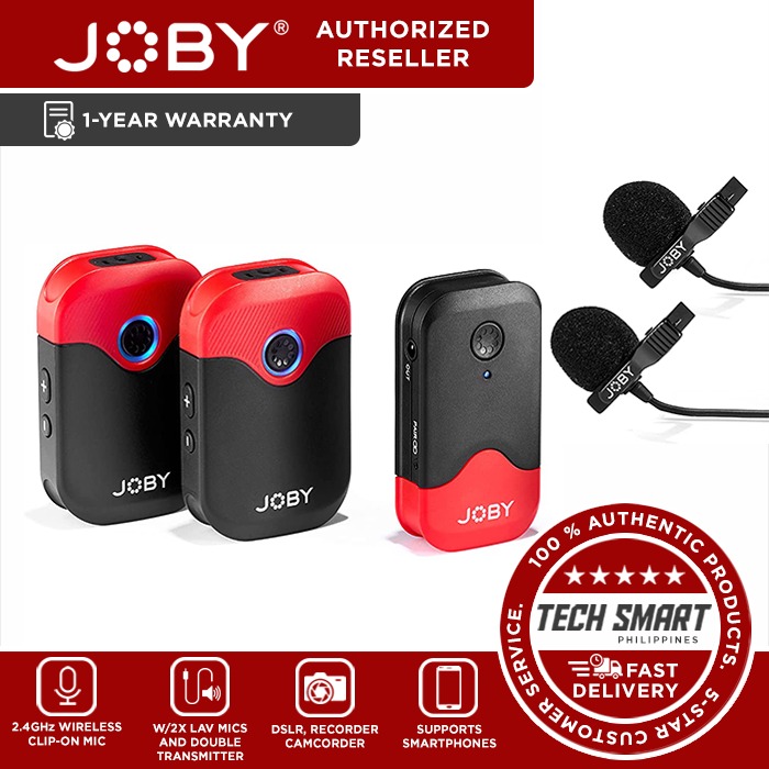 JOBY Wavo AIR 2.4Ghz Wireless Microphone System with Two Transmitters Designed Mounting System