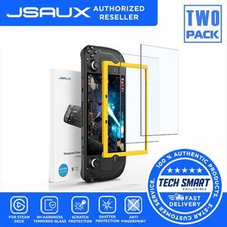 JSAUX 2-Pack Steam Deck Screen Protector, Ultra HD Glass Protector 9H Hardness Easy to Install with Guiding Frame Scratch Resistant Tempered Glass for Steam Deck, Come with Toolkits