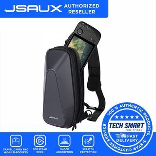 JSAUX Carrying Case for Steam Deck & Accessories, Hard Shell Protective Crossbody Shoulder Chest Backpack with Multi-Pockets For Console, 45W AC Adapter, Docking Station for Travel and Home Storage