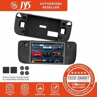 JYS TPU Protective Case Compatible with Steam Deck, Comfort Thickening Silicone Protector with 2 Pairs Thumb Grips and 2 Touchpad Protector