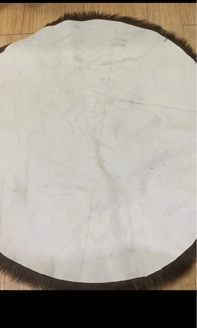 Kaison Rug/Mats/Carpets Brown Round Furry texture, Furniture & Home