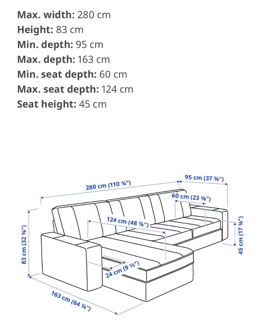 Kivik 3 seater sofa L shape, Furniture & Home Living, Furniture, Sofas