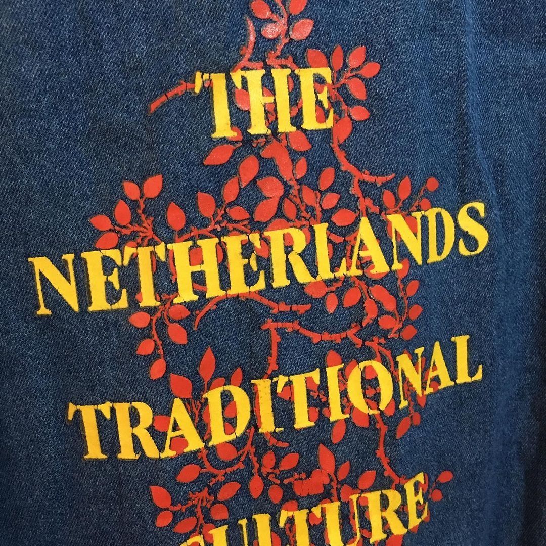 Lapagayo holland denim vintage jacket (Category: Coats, Jackets and Outerwear) located in Legazpi City. Submitted by rareworld.archive (Listing ID 1217777613, Image 3). Description: Lapagayo holland denim vintage •300+shipping •size L • dimension 28.5x20 •8/10 •small stain(removable) slight print cracks at the back, swipe for details.