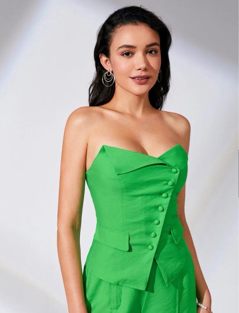 Coral Bustier Top - green