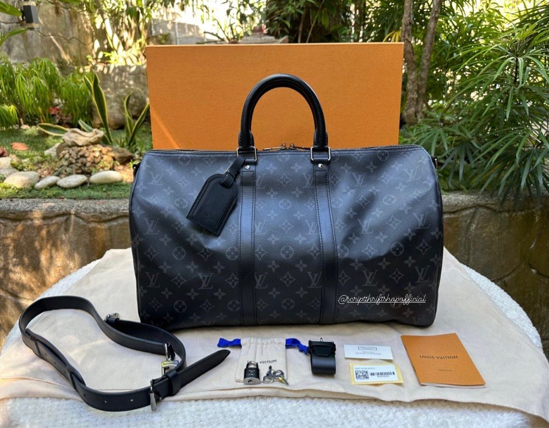 Authentic Louis Vuitton KEEPALL 45 Monogram Eclipse, Luxury, Bags & Wallets  on Carousell