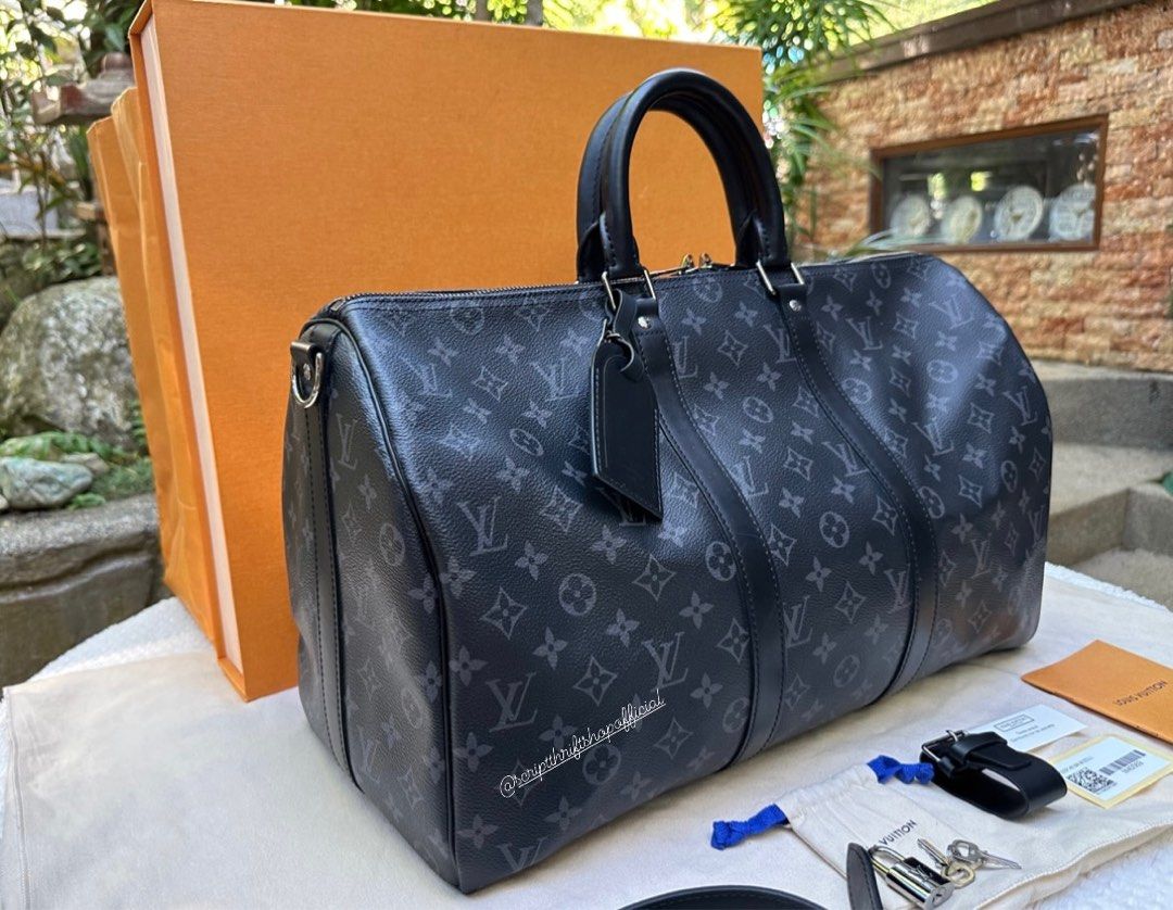 Authentic Louis Vuitton KEEPALL 45 Monogram Eclipse, Luxury, Bags & Wallets  on Carousell