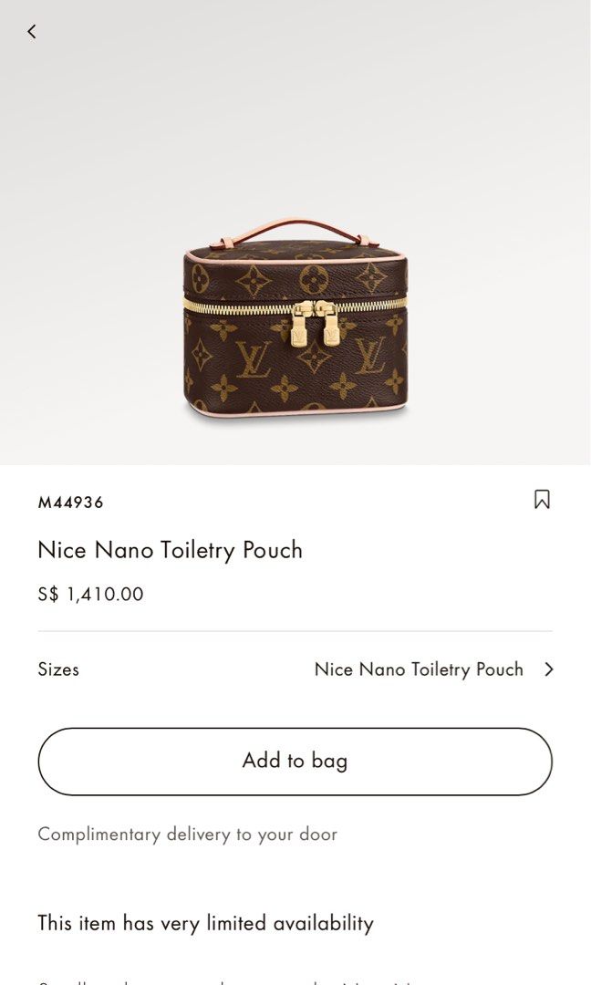 Louis Vuitton Nice Nano Toiletry Pouch LV M44936, Luxury, Bags & Wallets on  Carousell