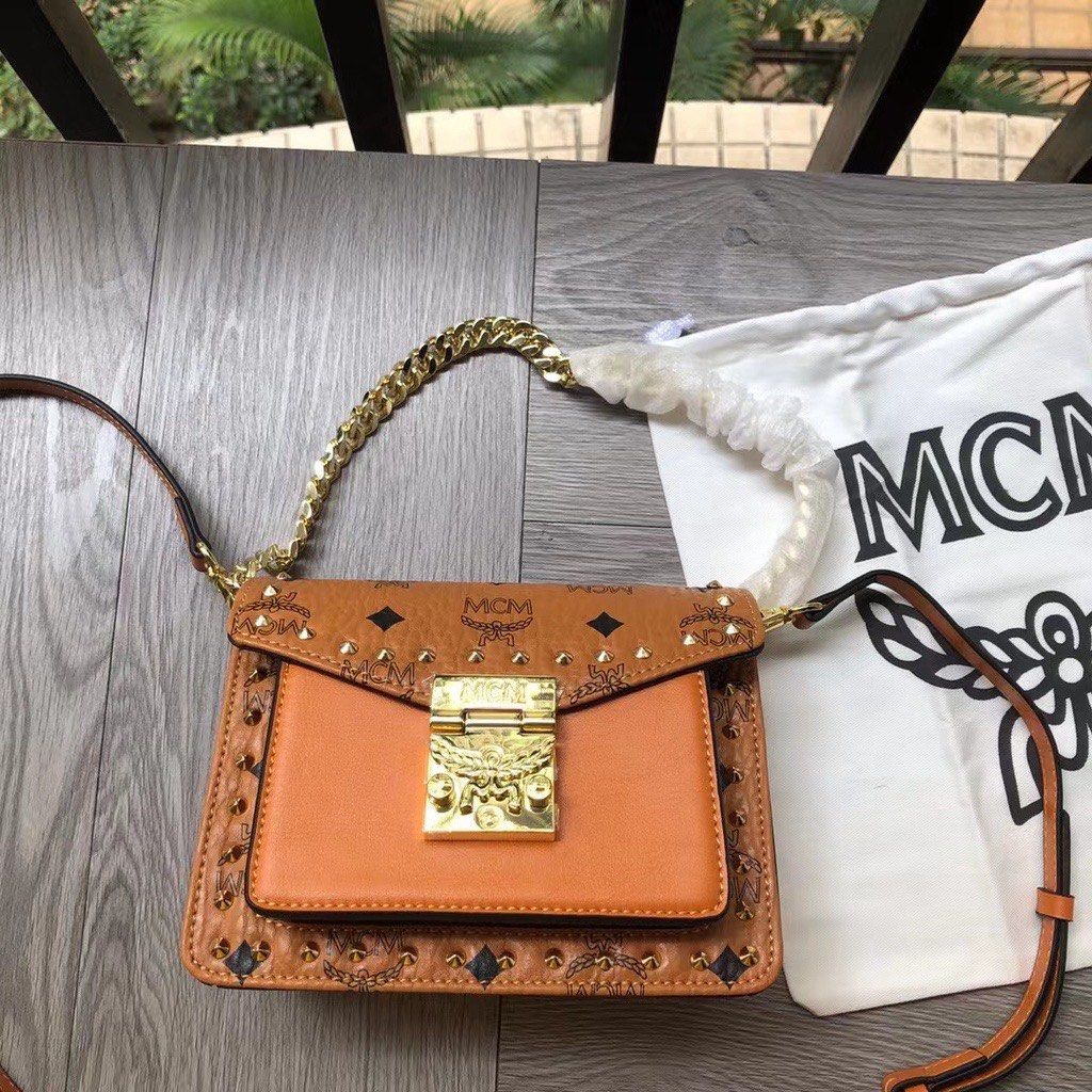 MCM Mini Leather Visetos Patricia Cross-body Bag in Brown