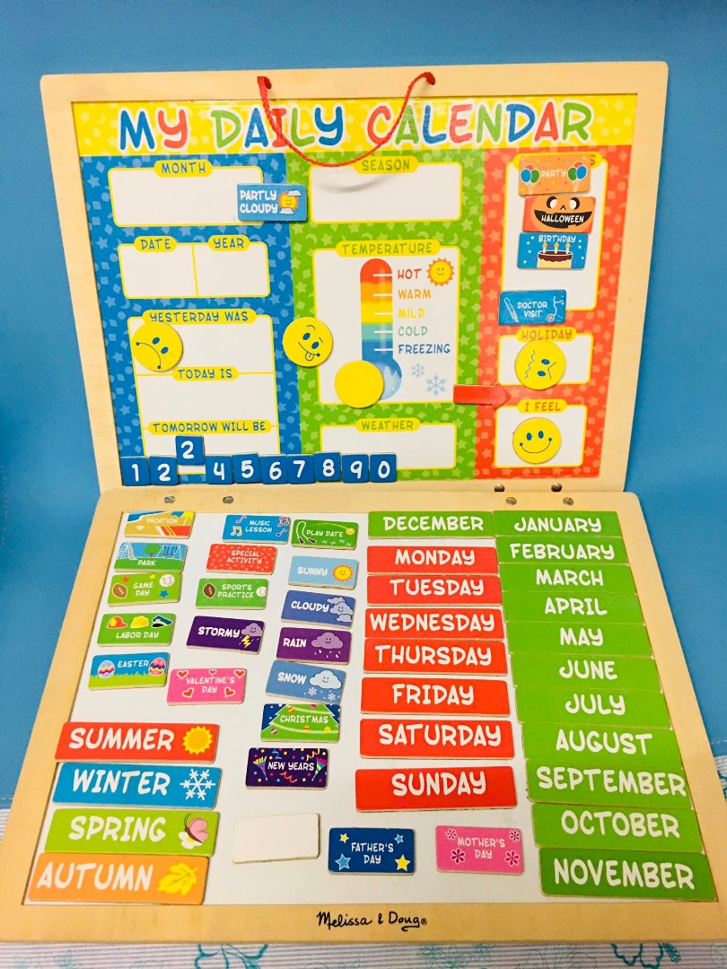 Melissa Doug My Magnetic Daily Calendar Wooden Board on Carousell