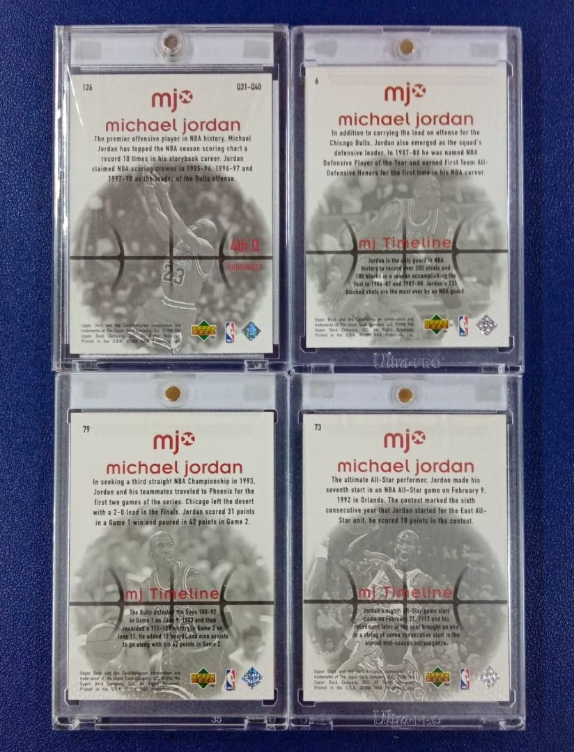 Michael Jordan 1998 MJ Timeline NBA Cards #126 #6 #79 #73, Hobbies 
