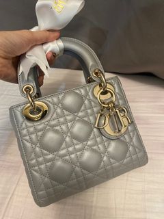 Mini lady dior opaline grey pearlescent