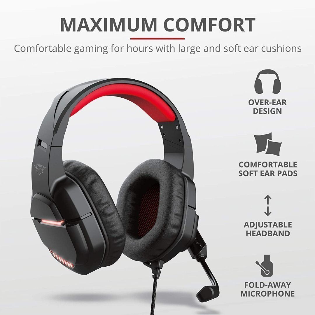 MOVING SALES LED Trust Gaming Headset for PC with LED Lighting