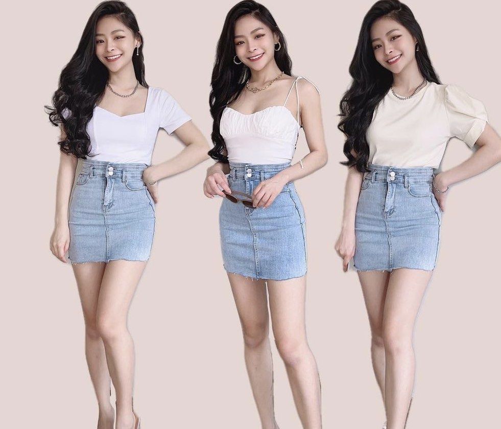 Knee length jean skirts queen clearance