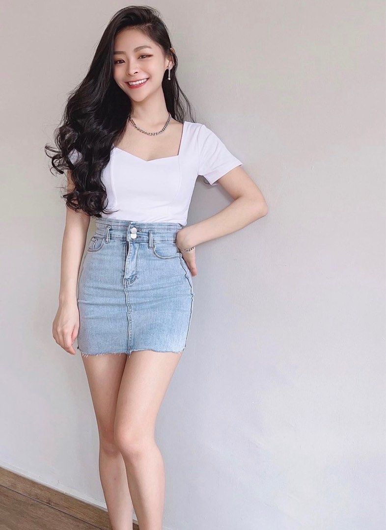 High waisted jean skirt queen cheap