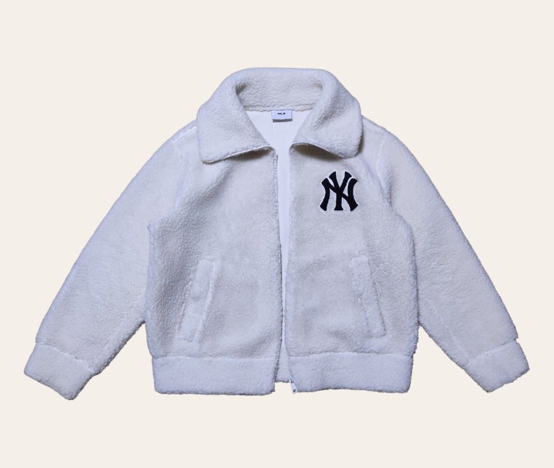 MLB New York Yankees Lambs Wool Jacket Unisex White 31JPF3061-50I