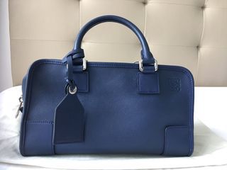 Extra Pocket Pouch L27 in Ostrich Leather Iris Blue