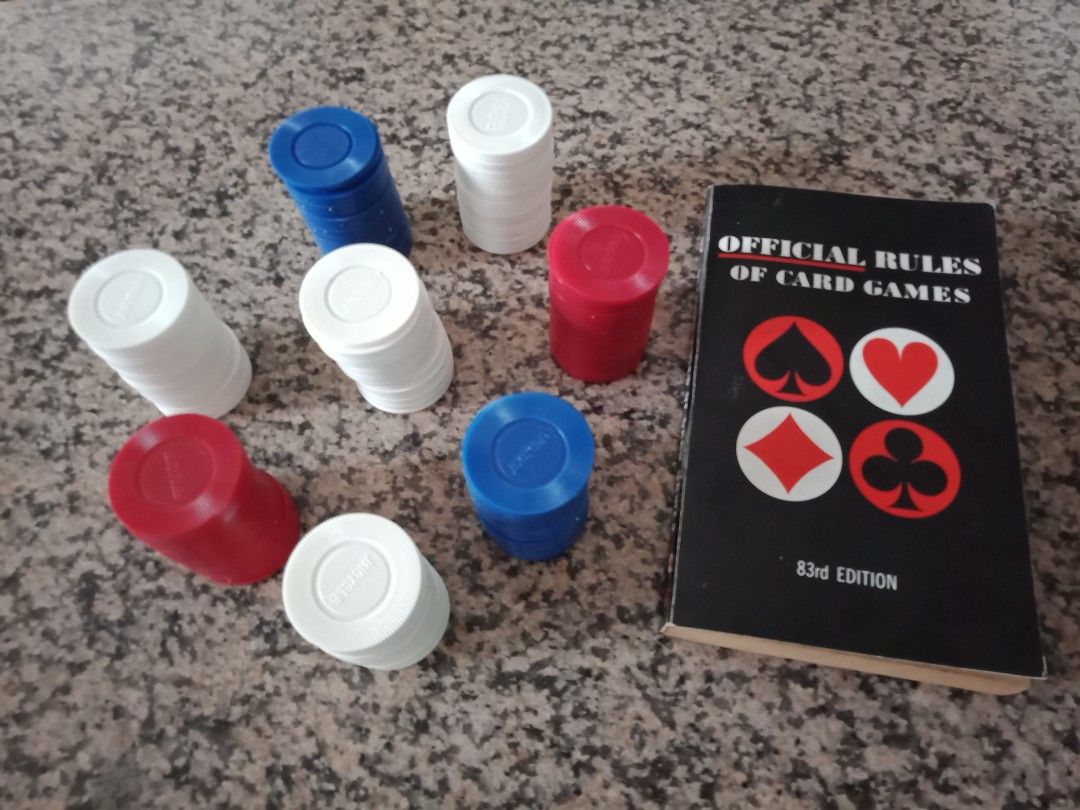 Official Rules of Card Games (book) and Poker Chips Bundle, Hobbies