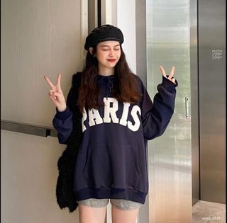 PAZZO厚磅刺繡城市帽T 藍色S