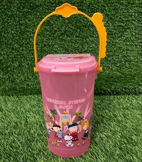 Peanuts Snoopy & His Friends Universal Studio Pink Tumbler Plastic Bucket Pail Mailbox with Lid 2000ml - P550.00