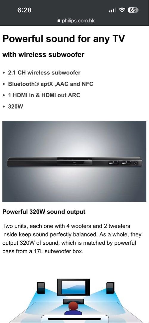 Bluetooth Soundbar Philips 5140 Soundbar PHILIPS TAB7007 CH 240W