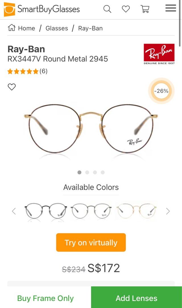 Rayban RX 3447V round metal 2945