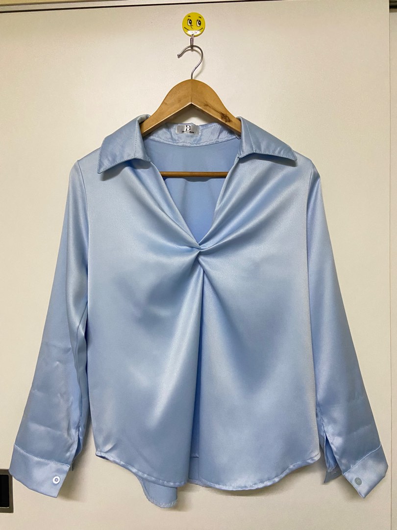 Satin Blouse in Baby blue