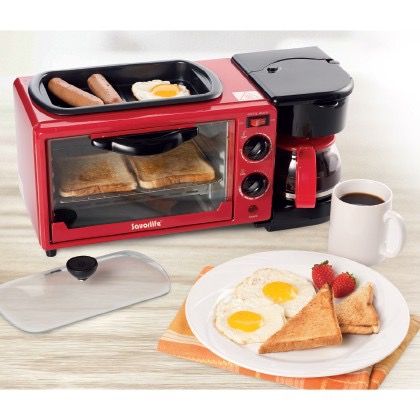 Savorlife 3 in 1 Breakfast Maker Toaster Oven Grill Pan Coffee