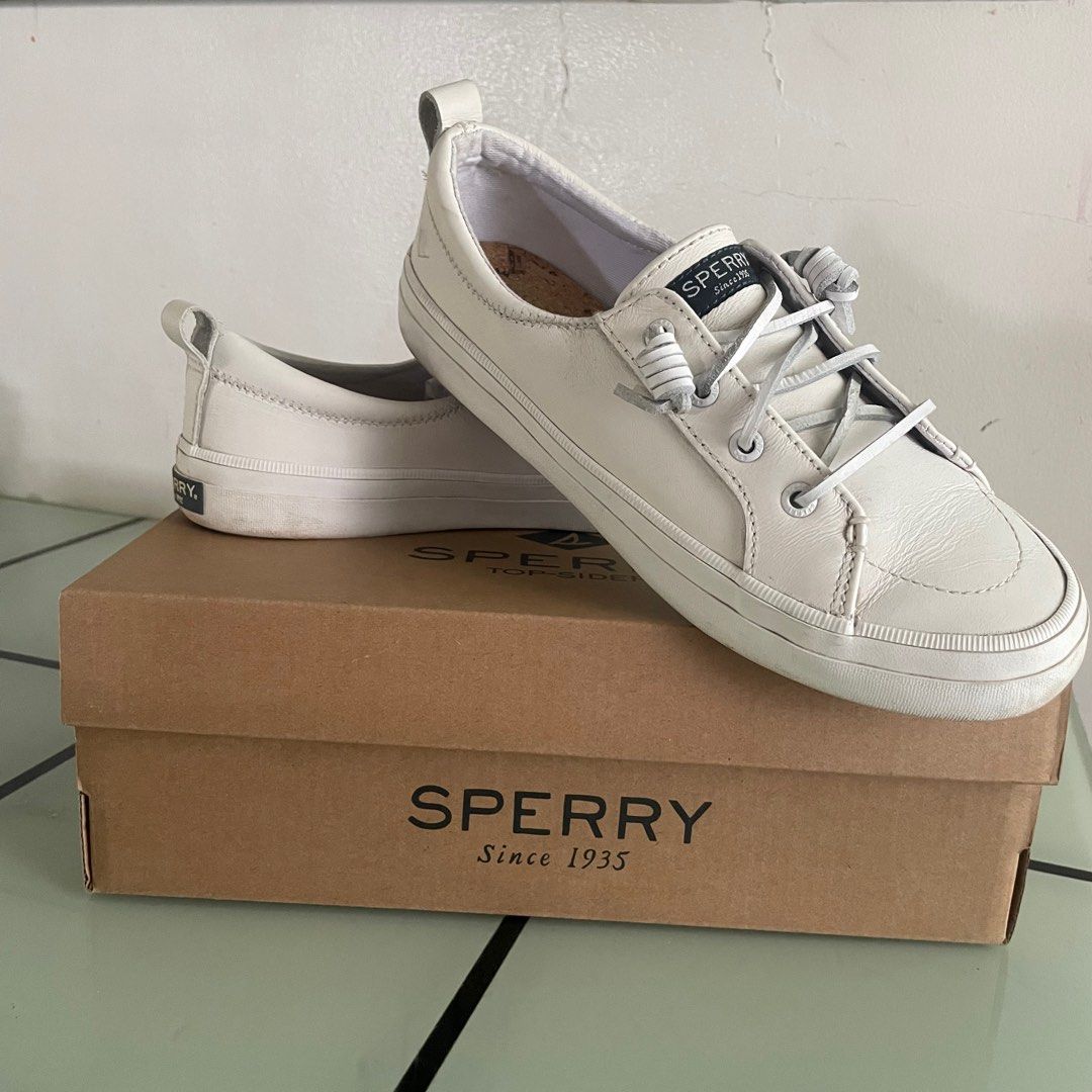 Sperry crest vibe new arrivals leather sneaker white