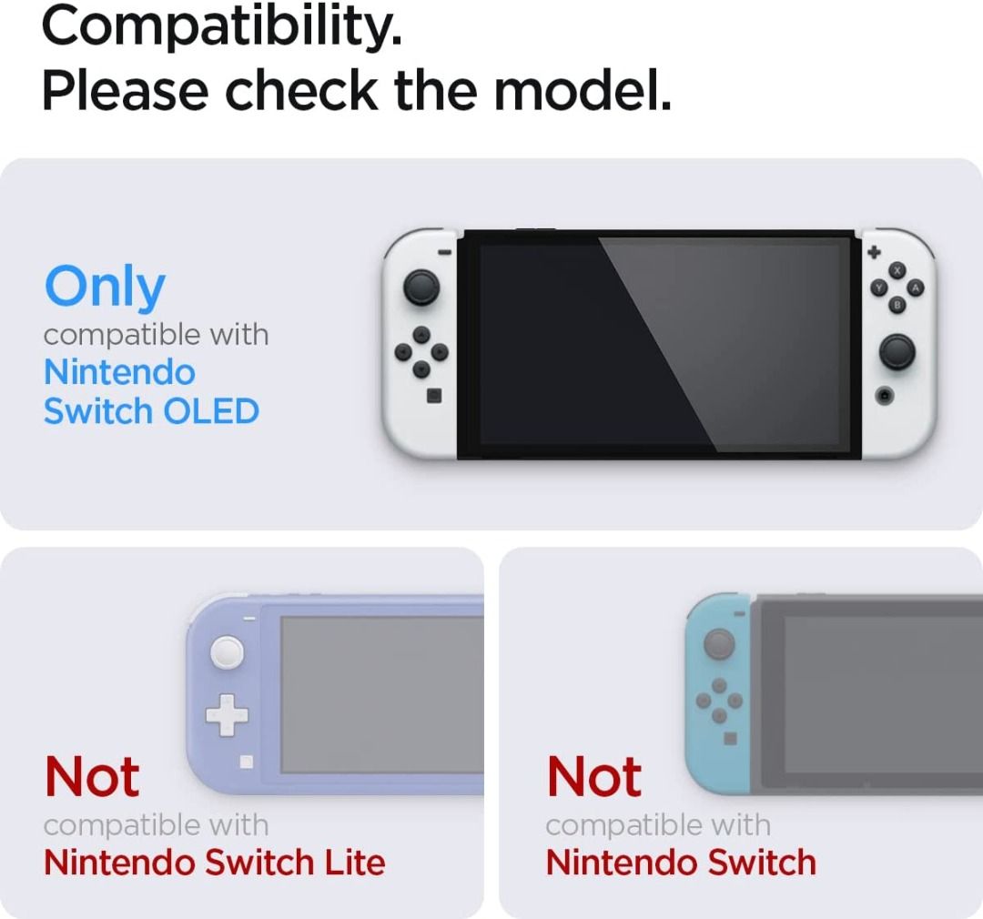 Spigen Tempered Glass Screen Protector [GlasTR EZ FIT] designed for Nintendo Switch (OLED model) - 2 Pack (Category: Cases & Covers) located in Las Pinas. Submitted by techsmartph (Listing ID 1217735938, Image 2). Description: * Tempered glass durability rated at 9H hardness * Includes an innovative, auto-alignment installation kit for effortless application * Extreme clarity preserves the original screen brightness * Oleophobic coating prevents 
