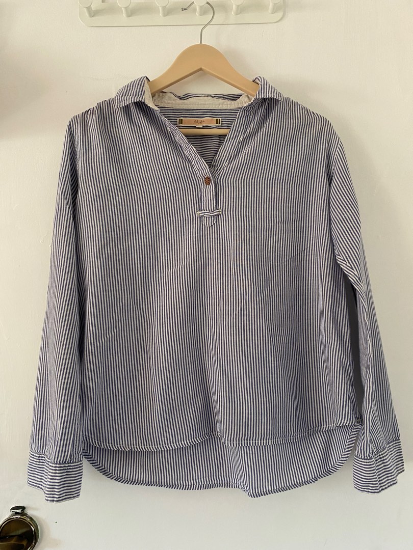 Striped Collared Neck Long Sleeve Shirt main image 0