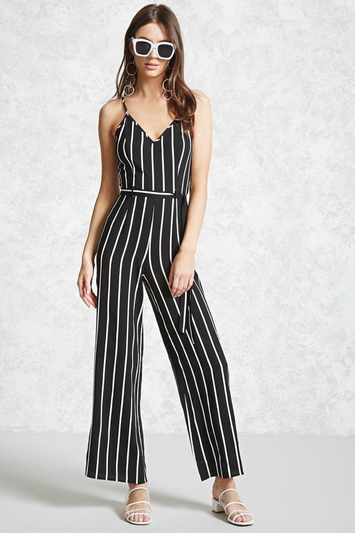 black and white striped jumpsuit