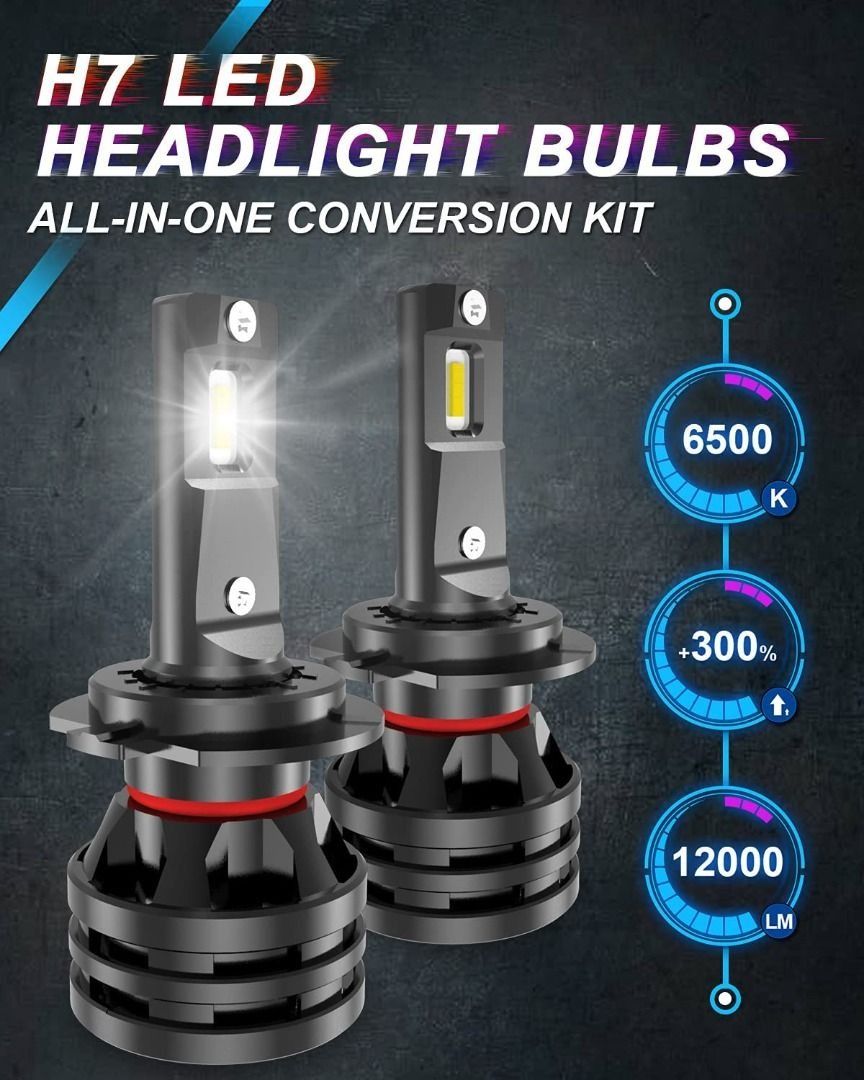 T709 H7 Led Headlight Bulbs Mini Design Upgraded CREE Chips Extremely Bright  12000 Lumens Waterproof All-in-One LED Headlight Conversion Kit 55W 6500K  Xenon White, Furniture  Home Living, Lighting  Fans, Lighting