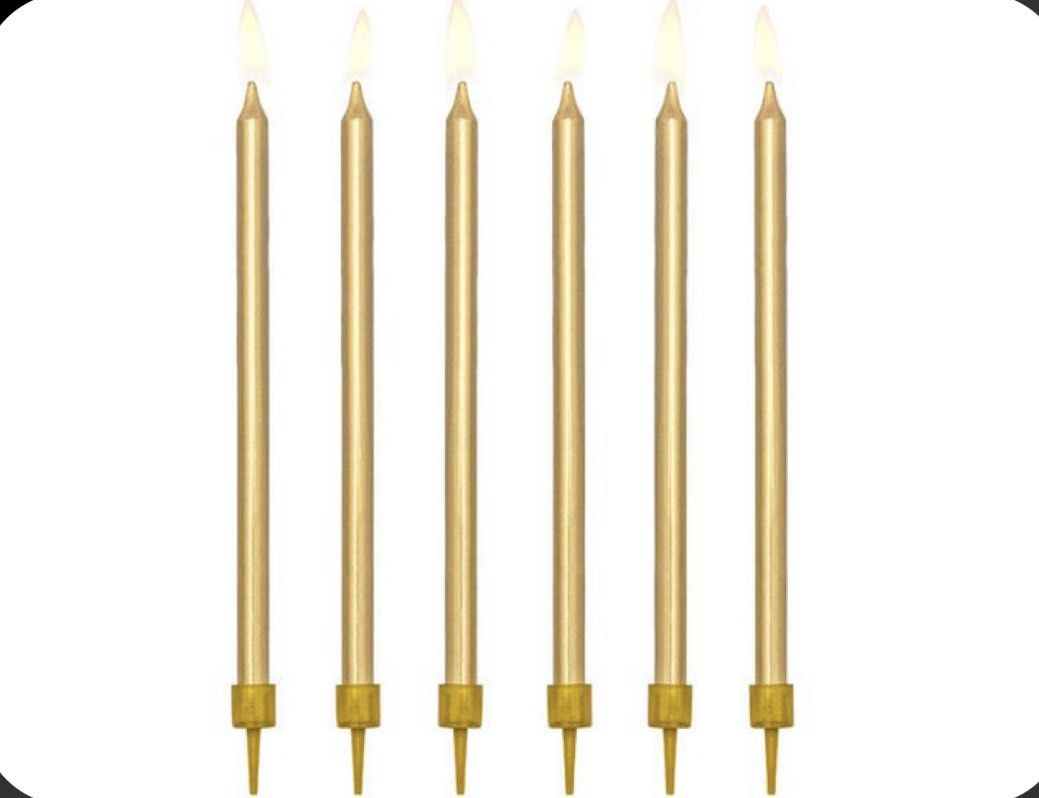 Tall elegant slim champagne gold birthday candles, Hobbies & Toys