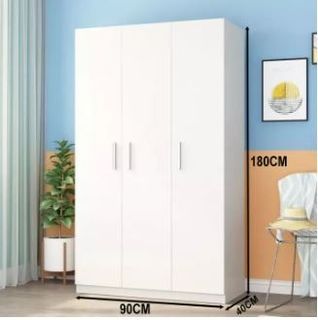 Tidy Home Wood Wooden 3 Doors White Multi-Functional Wardrobe Clothes storage cabinet(Bigger Size 180cm Height) large space durable