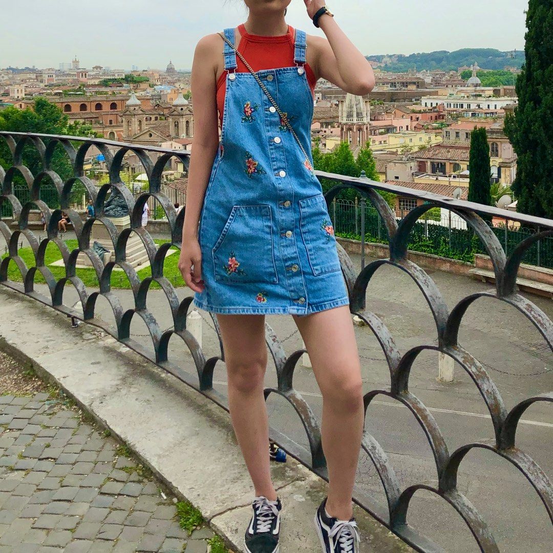 Topshop floral denim pinafore Women s Fashion Dresses Sets