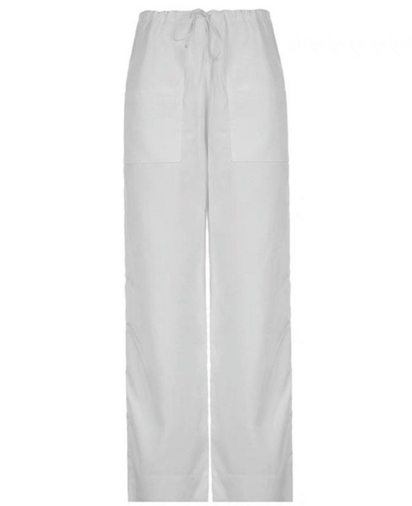 White parachute pants, Women's Fashion, Bottoms, Other Bottoms on Carousell
