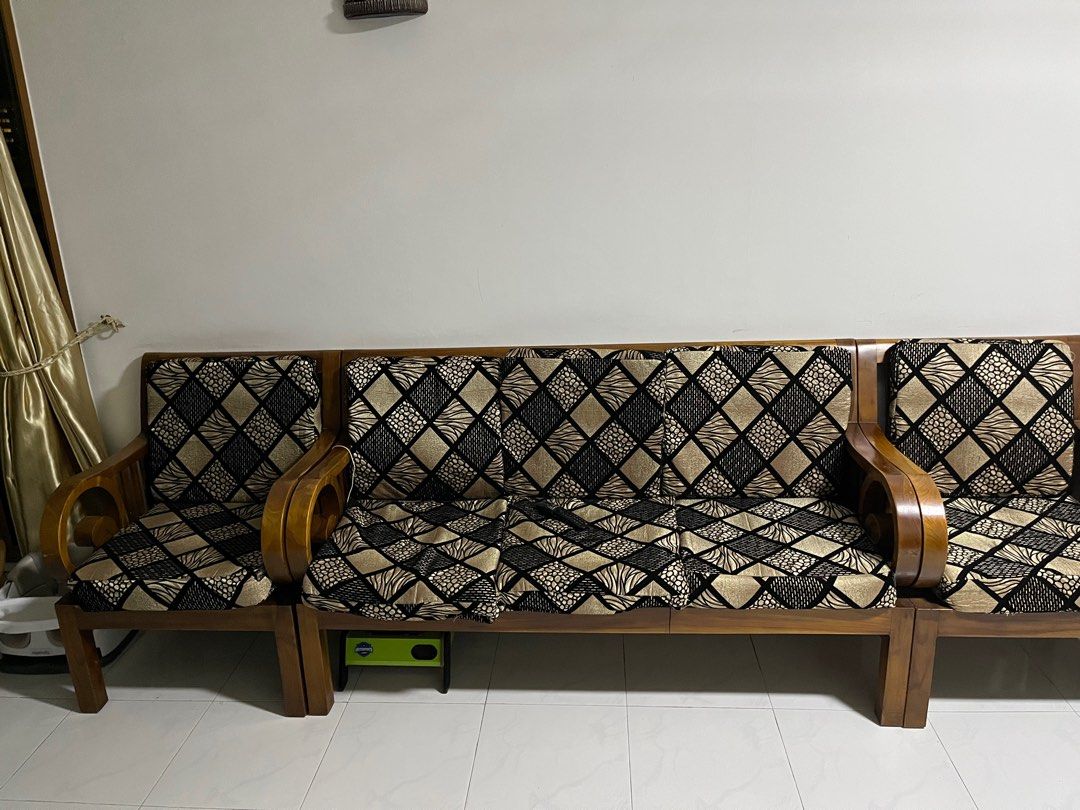Wooden sofa for sale, Furniture & Home Living, Furniture, Sofas on Carousell
