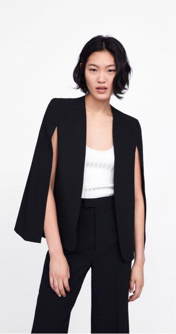 Zara black cape jacket cheap