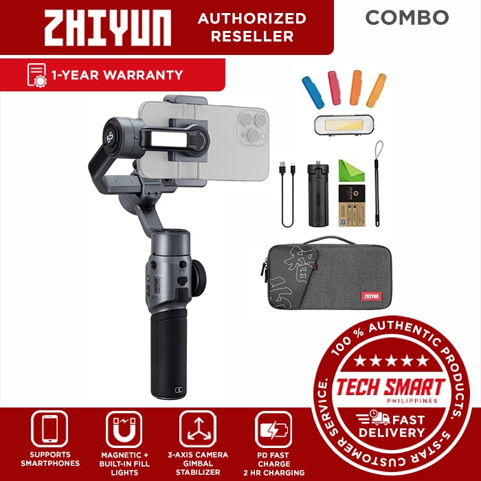 Zhiyun Smooth 5S ComboGimbal Stabilizer for iPhone 14 Pro Max Plus 13 12 X Xs Xr 8 Android