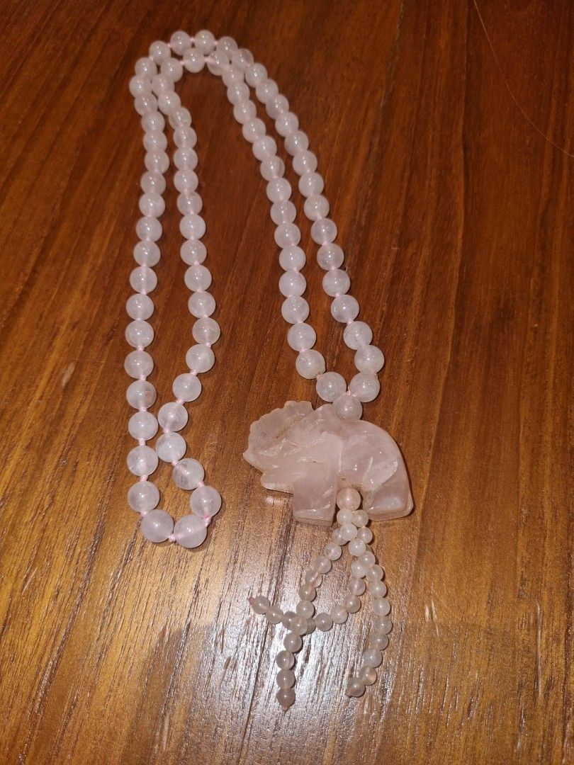 Rose quartz elephant necklace new arrivals